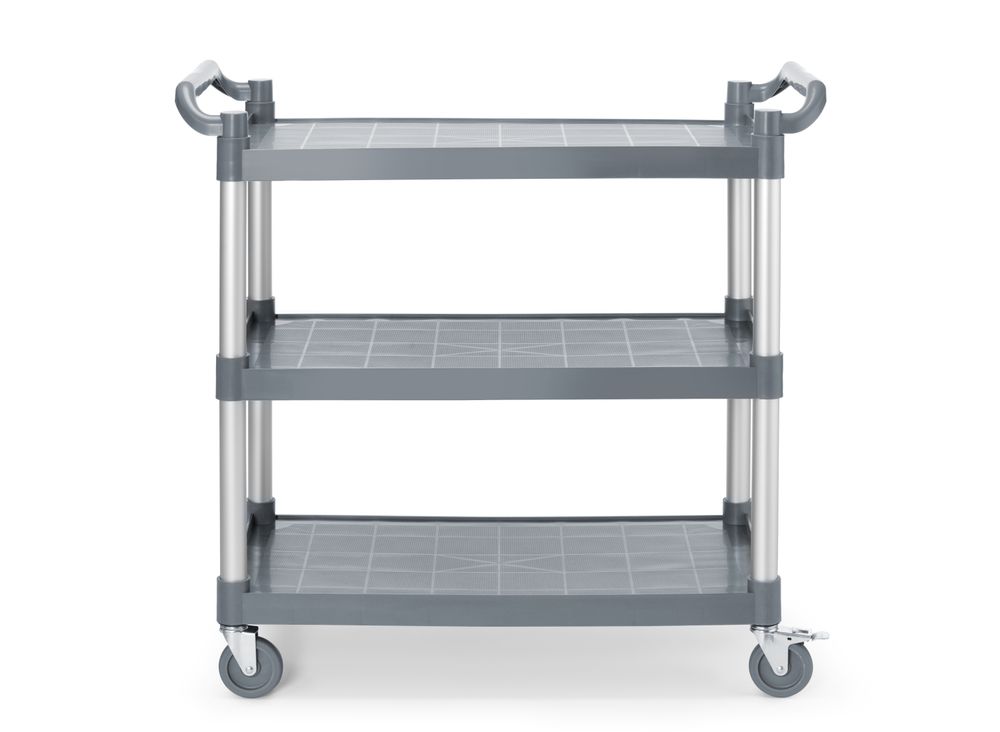 3-hyllers servicevogn av polypropylen, stor, 1010x500x(H)960 mm