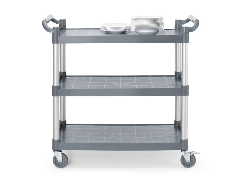 3-hyllers servicevogn av polypropylen, stor, 1010x500x(H)960 mm