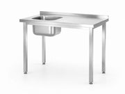 Oppvaskbenk med kum venstre Kitchen Line, boltet, 1000x600x850 mm
