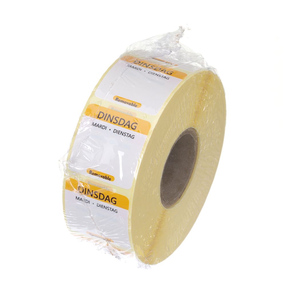 Dagsetiketter tirsdag, gul, 1000 stk, 25x25 mm (NL/FR/DE) – bilde 2