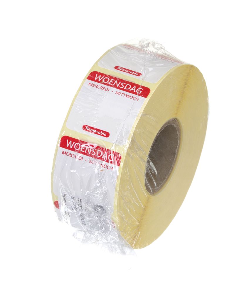 Dagsetiketter onsdag, rød, 1000 stk, 25x25 mm (NL/FR/DE) – bilde 2