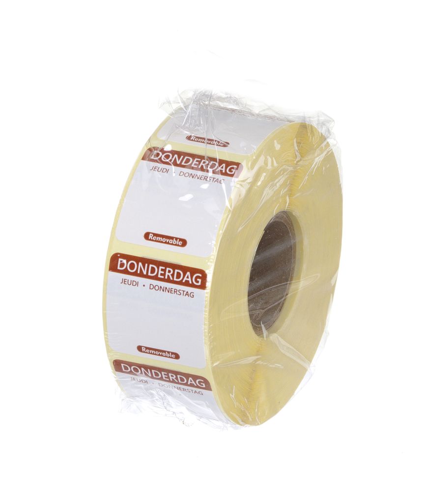 Dagsetiketter torsdag, brun, 1000 stk, 25x25 mm (NL/FR/DE) – bilde 2