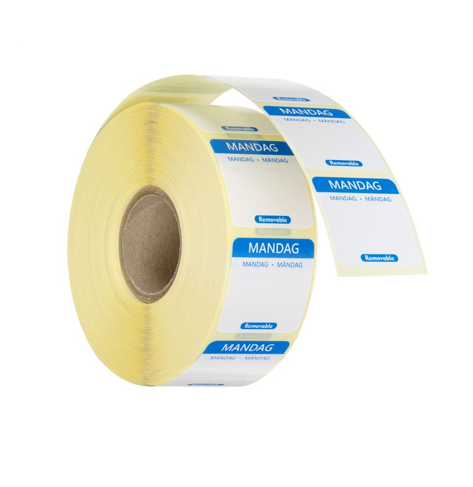 Dagsetiketter onsdag, rød, 1000 stk, 25x25 mm (DA/NO/SV) – bilde 3