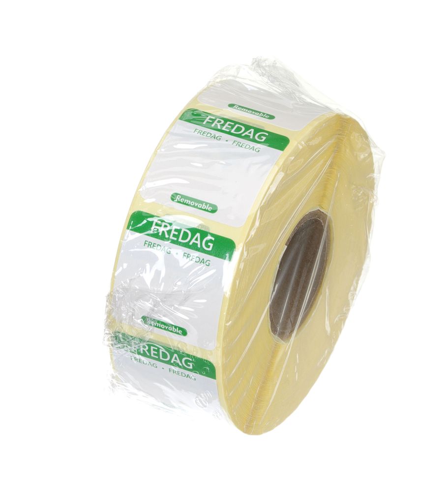 Dagsetiketter fredag, grønn, 1000 stk, 25x25 mm (DA/NO/SV) – bilde 2