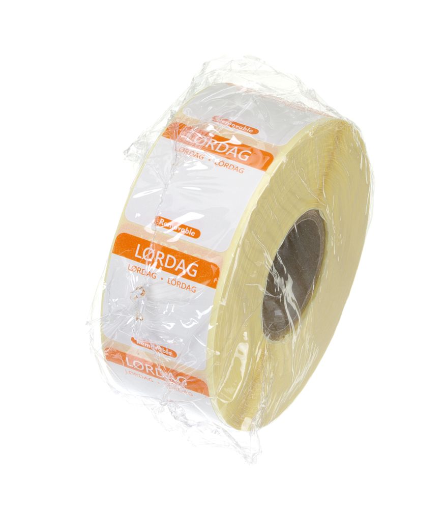 Dagsetiketter lørdag, oransje, 1000 stk, 25x25 mm (DA/NO/SV) – bilde 2