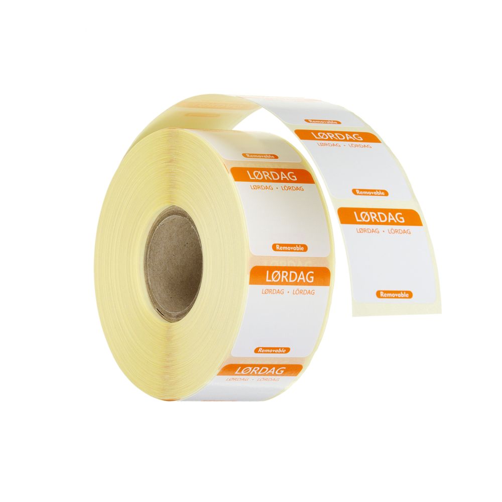 Dagsetiketter lørdag, oransje, 1000 stk, 25x25 mm (DA/NO/SV)