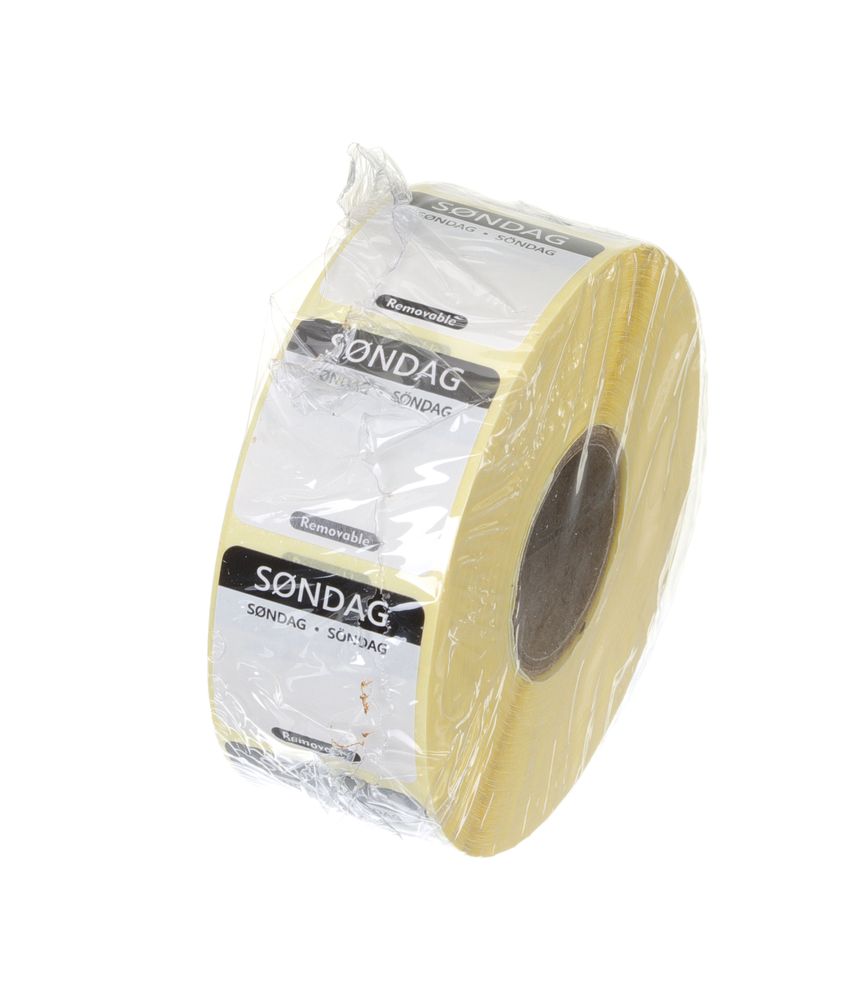 Dagsetiketter søndag, sort, 1000 stk, 25x25 mm (DA/NO/SV) – bilde 2
