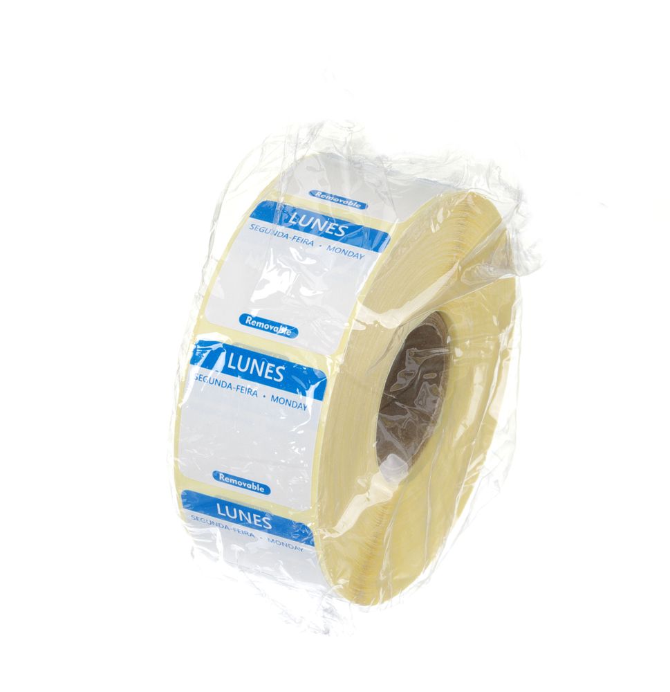 Dagsetiketter mandag, blå, 1000 stk, 25x25 mm (ES/PT/EN) – bilde 2