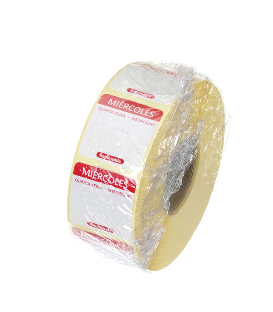 Dagsetiketter onsdag, rød, 1000 stk, 25x25 mm (ES/PT/EN) – bilde 2