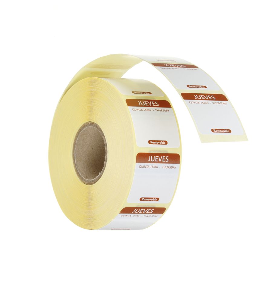 Dagsetiketter torsdag, brun, 1000 stk, 25x25 mm (ES/PT/EN)
