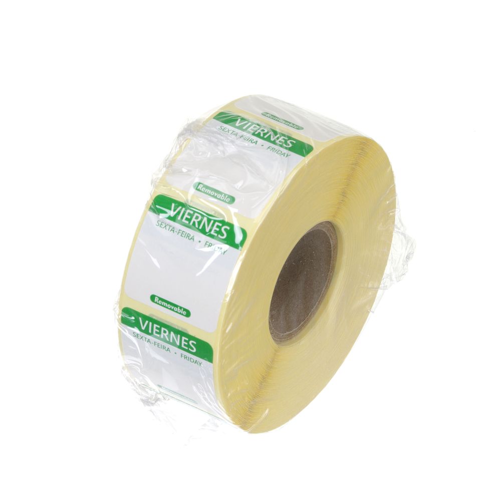 Dagsetiketter fredag, grønn, 1000 stk, 25x25 mm (ES/PT/EN) – bilde 2