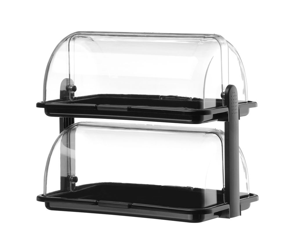 Rolltop-display dobbel, sort, 380x260x355 mm – bilde 2