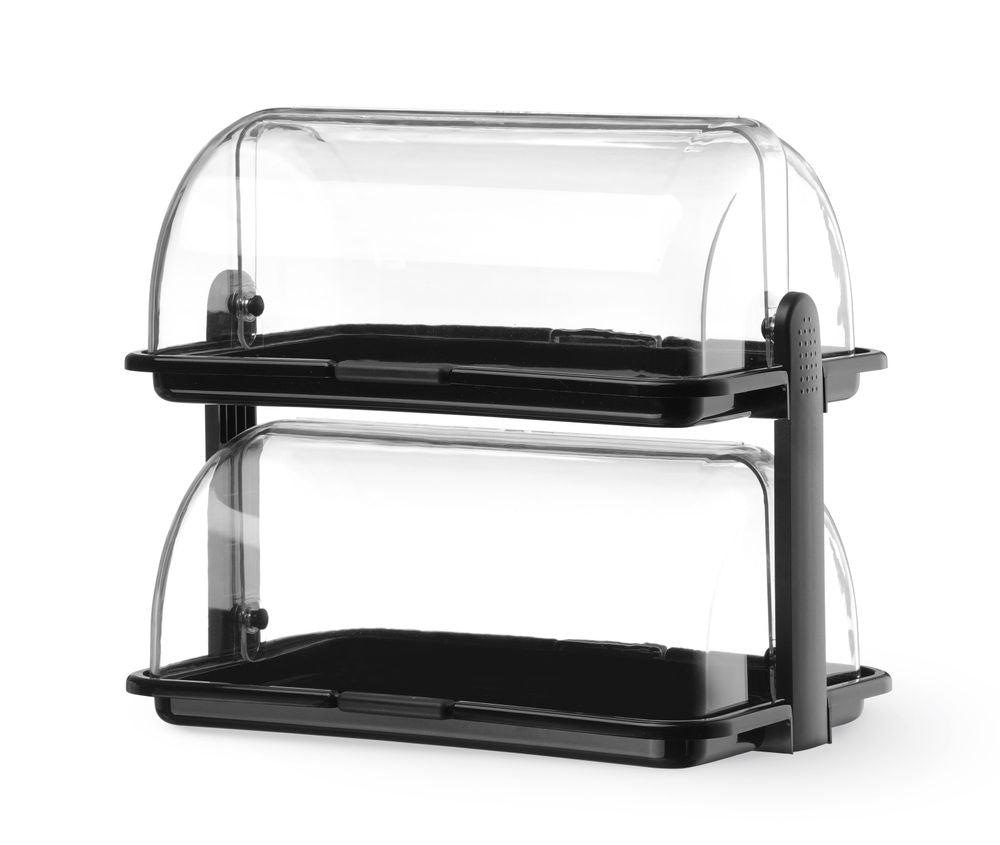 Rolltop-display dobbel, sort, 380x260x355 mm – bilde 3