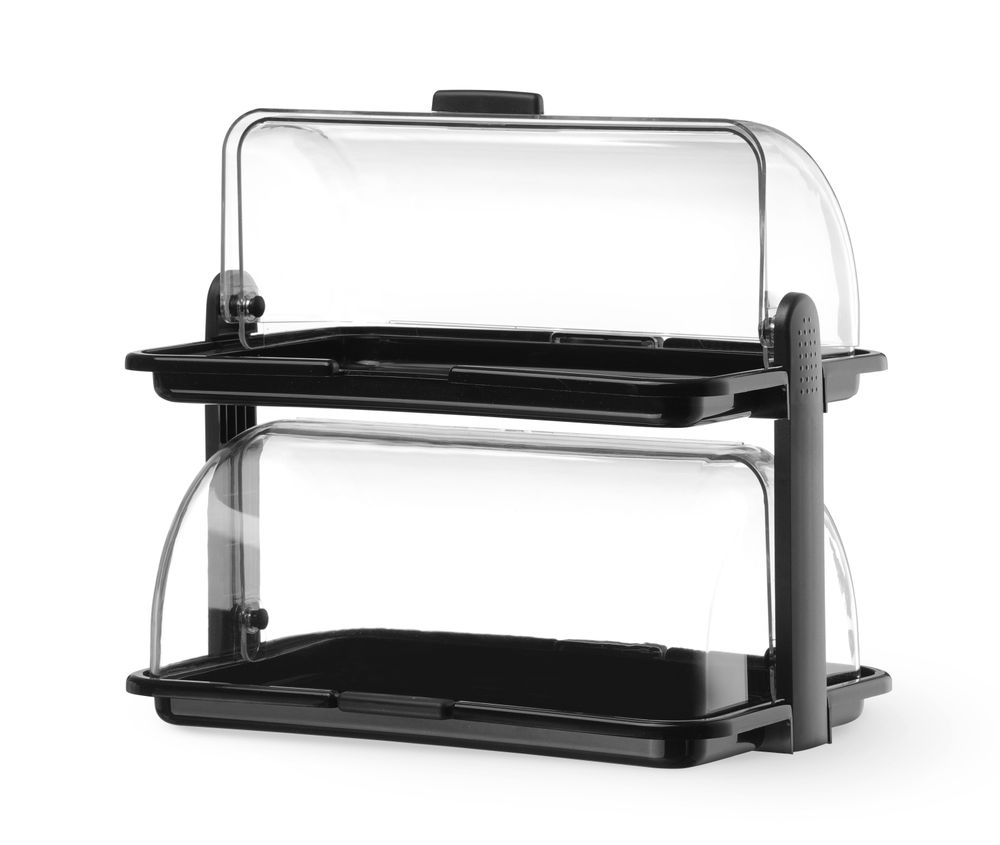 Rolltop-display dobbel, sort, 380x260x355 mm – bilde 4