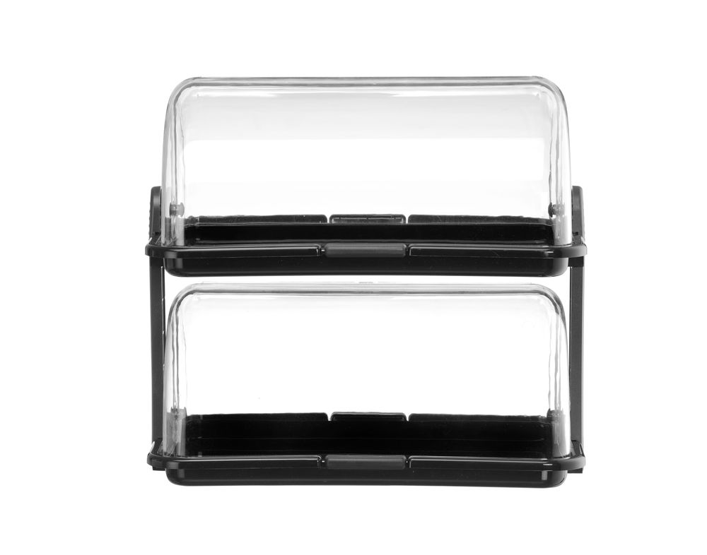 Rolltop-display dobbel, sort, 380x260x355 mm