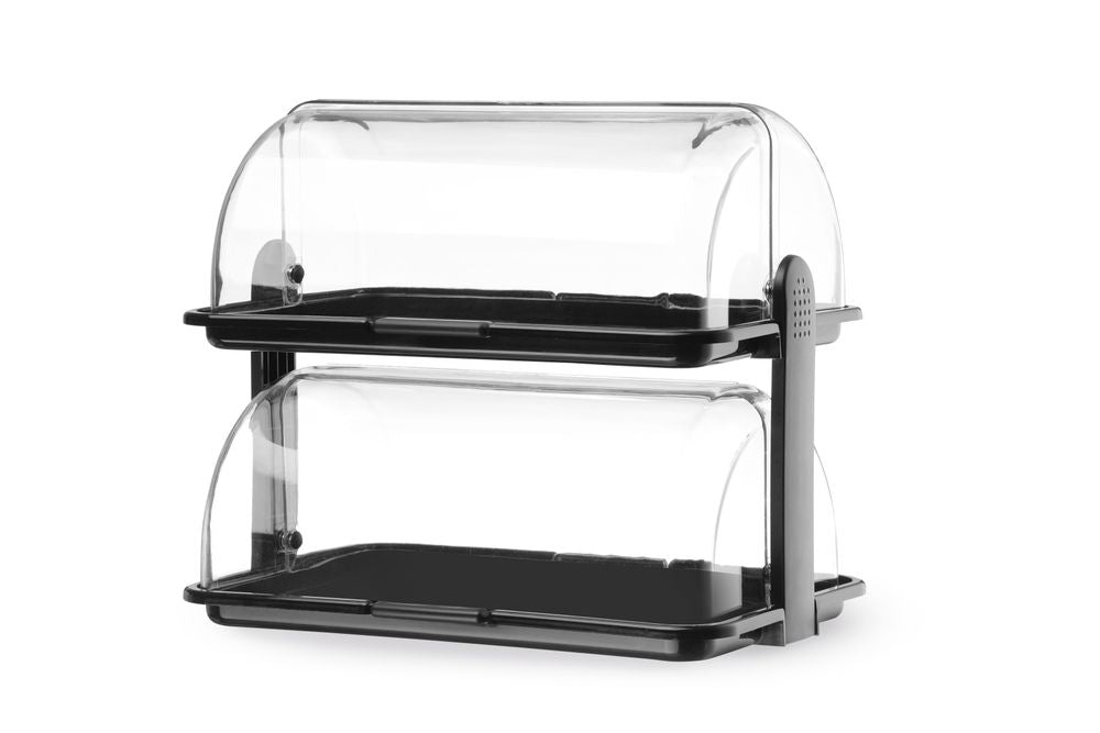 Rolltop-display dobbel, sort, 475x325x415 mm – bilde 2
