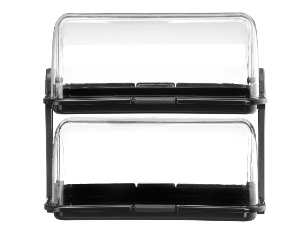 Rolltop-display dobbel, sort, 475x325x415 mm