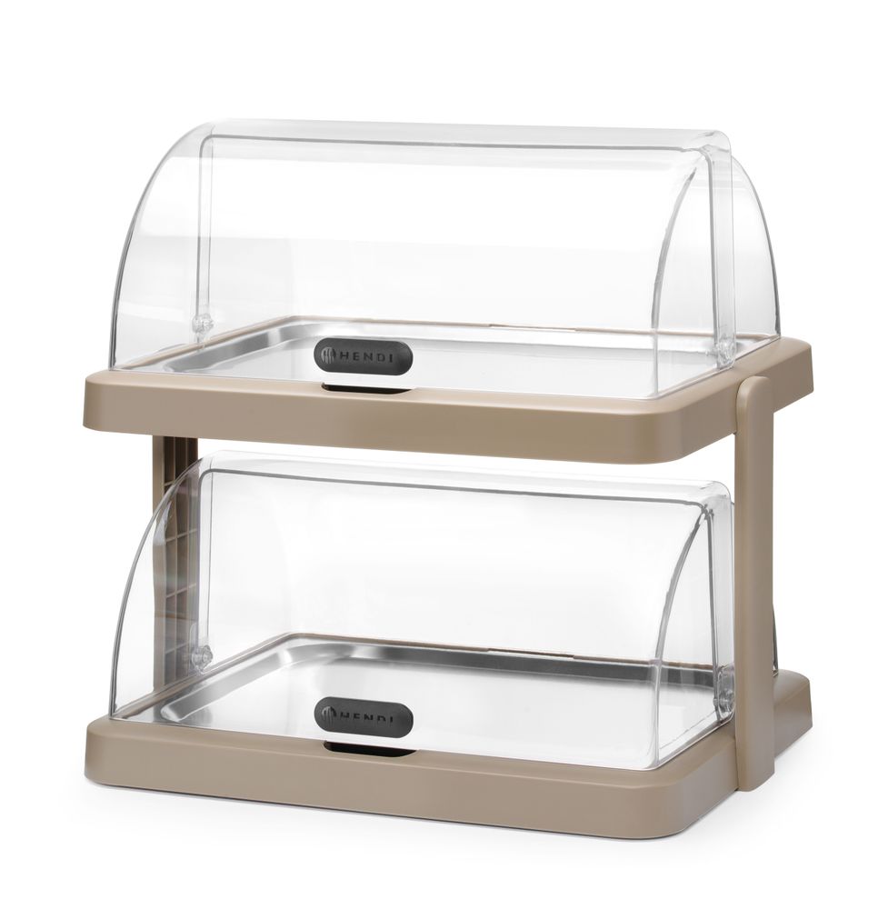 Dobbel roll-top kjøledisplay Duo UNIQ, designet av Robert Bronwasser, Beige, 480x355x(H)480mm