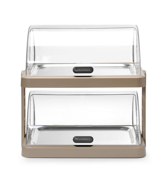 Dobbel roll-top kjøledisplay Duo UNIQ, designet av Robert Bronwasser, Beige, 480x355x(H)480mm