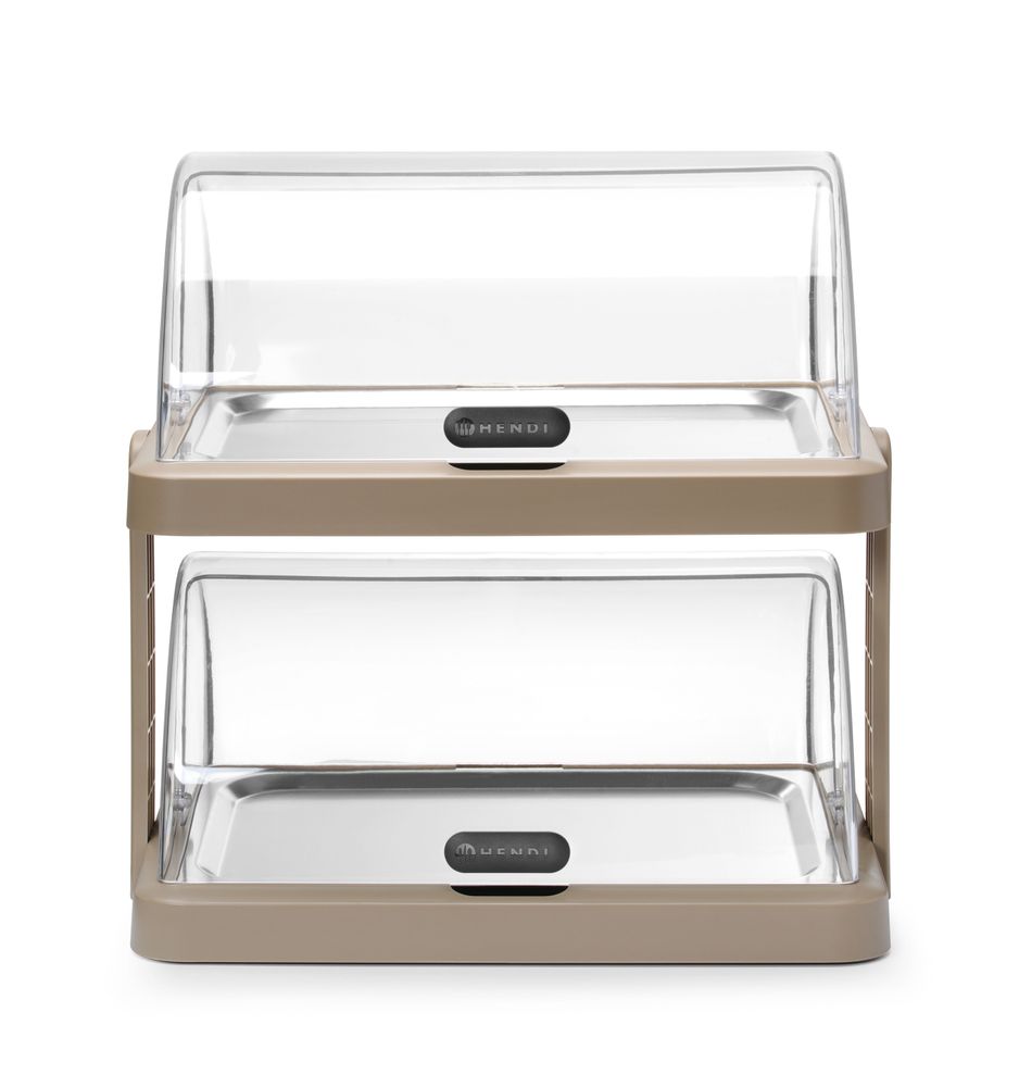 Dobbel roll-top kjøledisplay Duo UNIQ, designet av Robert Bronwasser, Beige, 480x355x(H)480mm