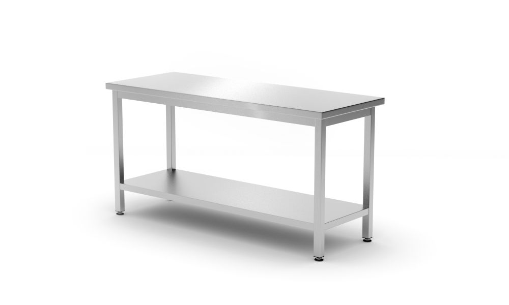 Arbeidsbord frittstående med hylle Budsjett line - skrudd, dybde: 600 mm, 1200x600x (h) 850mm - for Storkjøkken - XL - Storkjøkken