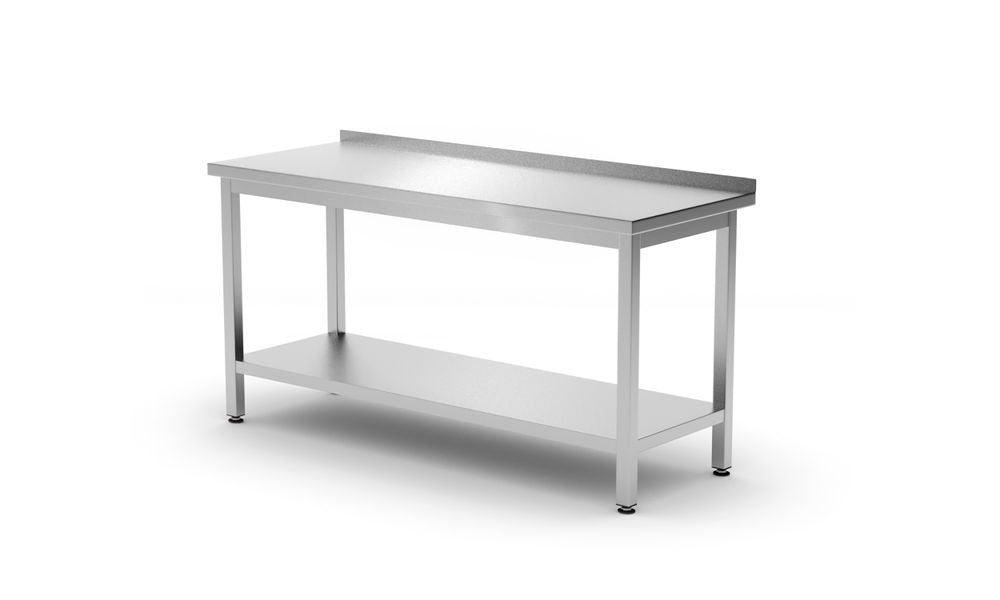 Arbeidsbord vegg med hylle Budget Line - skrudd, dybde: 600 mm, 1200x600x (h) 850mm - for Storkjøkken - XL - Storkjøkken