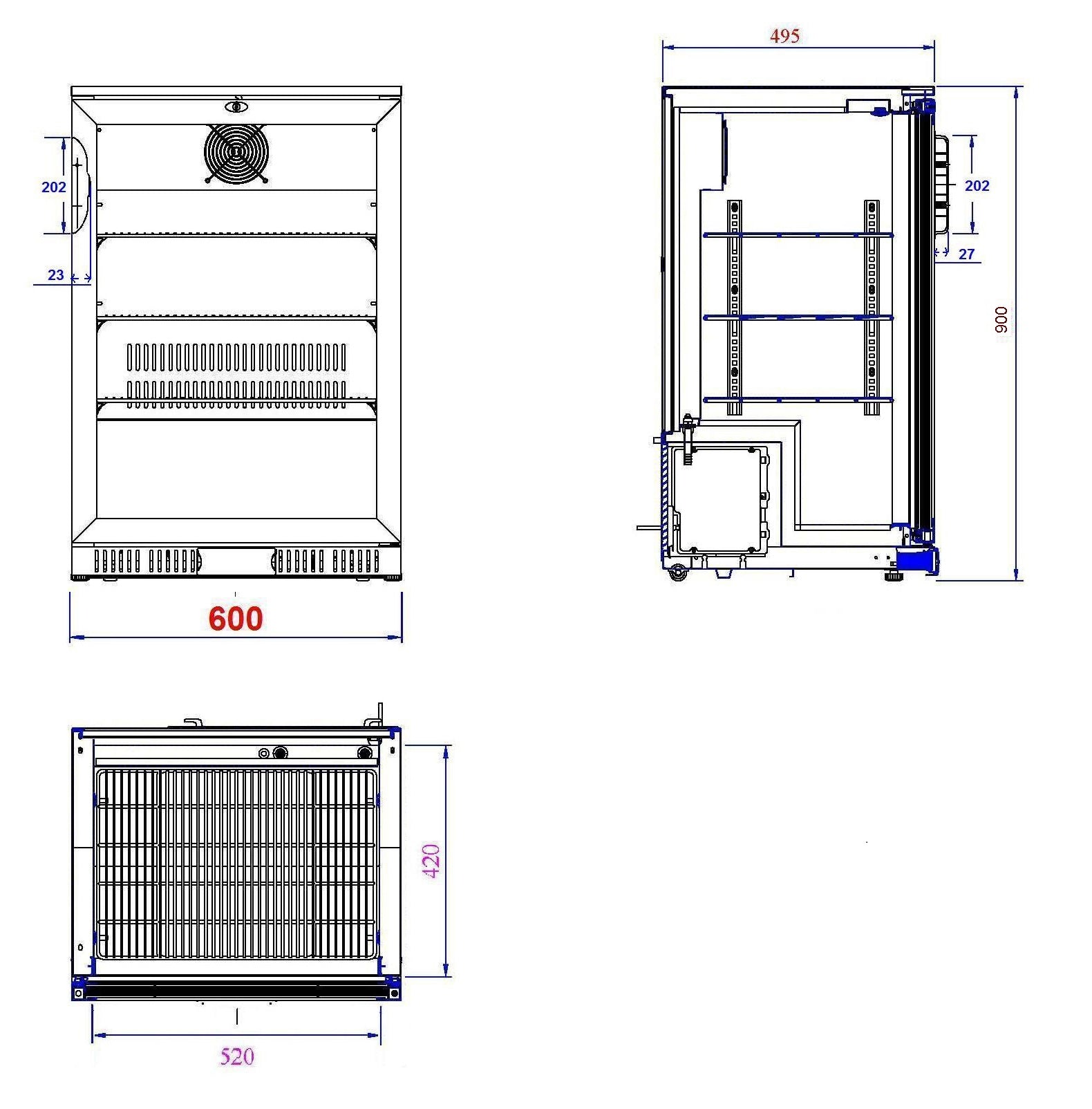 Backbar cooler sort 1 dør - for Storkjøkken - XL - Storkjøkken