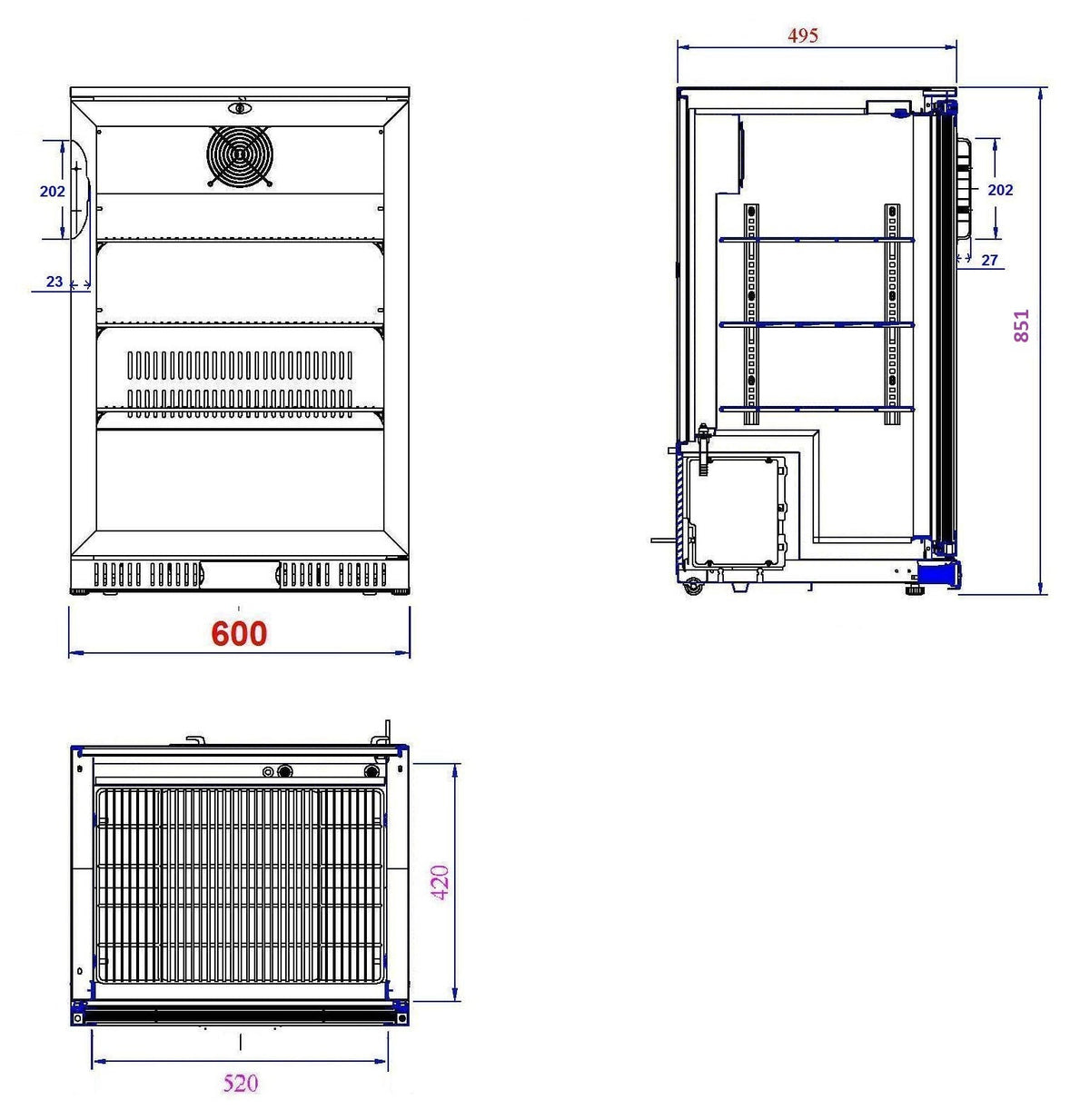Backbar cooler sort 1 dør - for Storkjøkken - XL - Storkjøkken