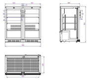 Backbar cooler sort 2 dører - for Storkjøkken - XL - Storkjøkken