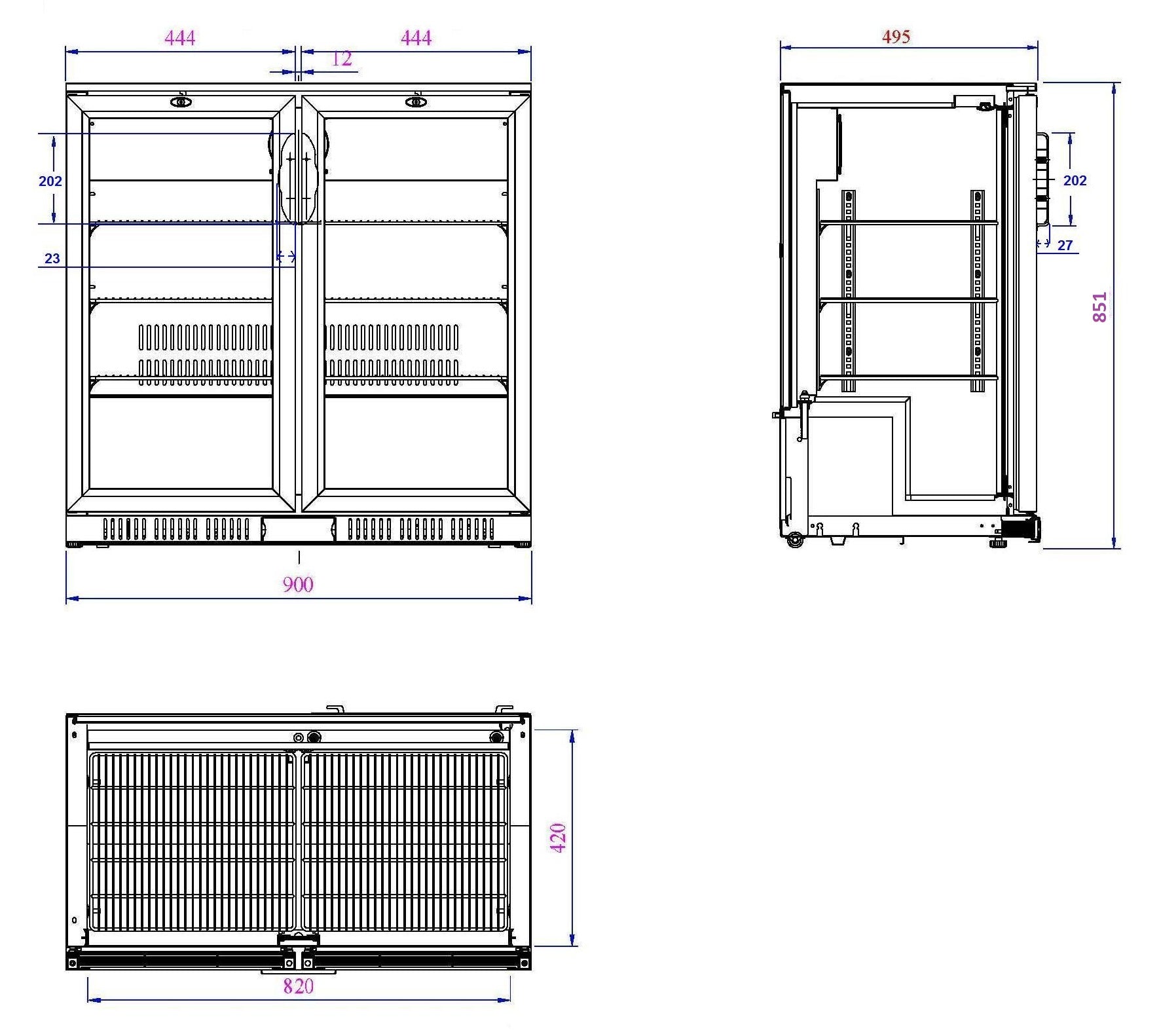 Backbar cooler sort 2 dører - for Storkjøkken - XL - Storkjøkken