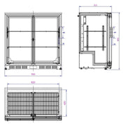 Backbar cooler sort 2 skyvdører - for Storkjøkken - XL - Storkjøkken