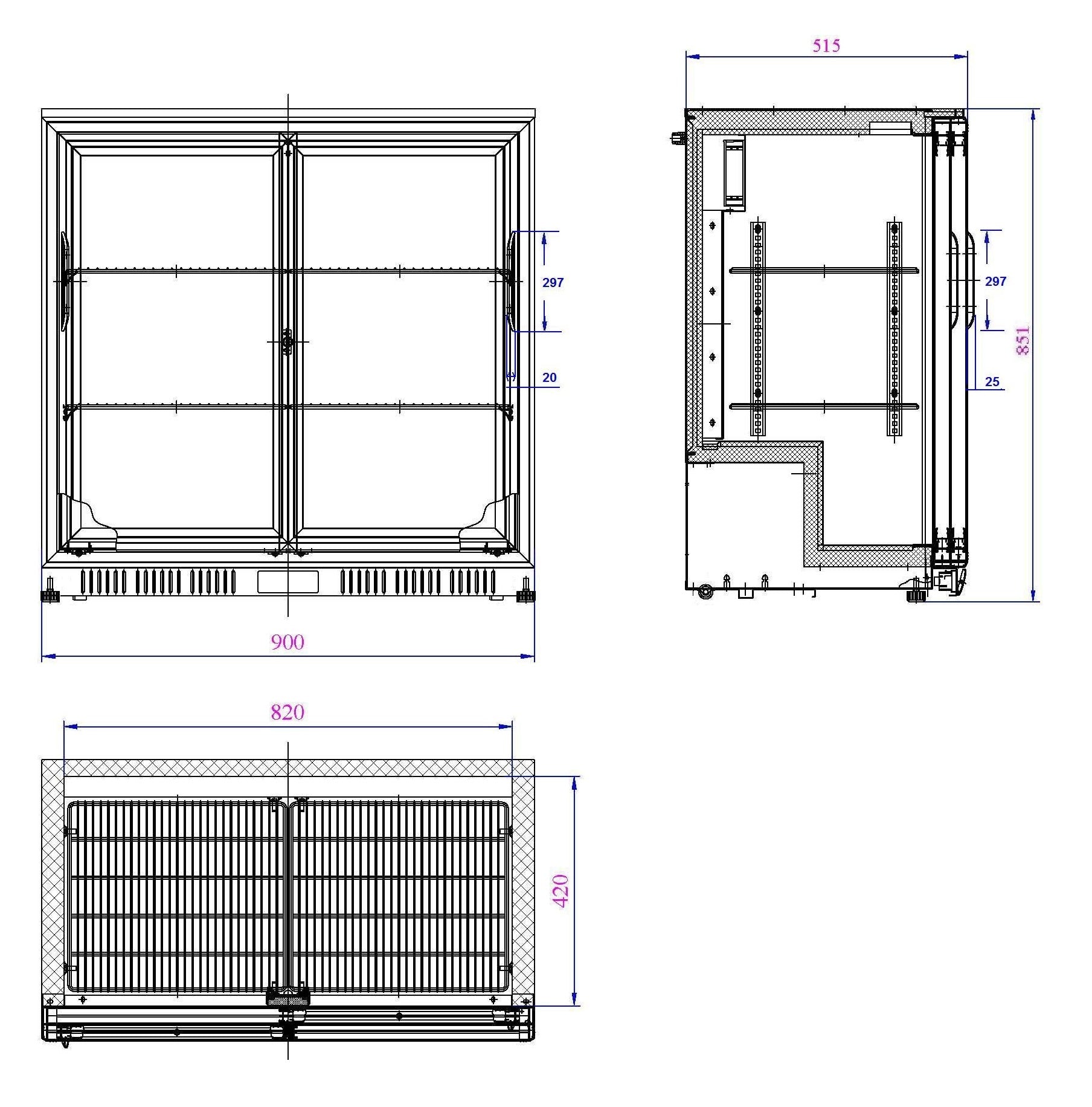 Backbar cooler sort 2 skyvdører - for Storkjøkken - XL - Storkjøkken