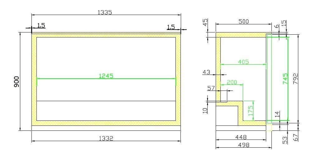 Backbar cooler sort 3 dører - for Storkjøkken - XL - Storkjøkken