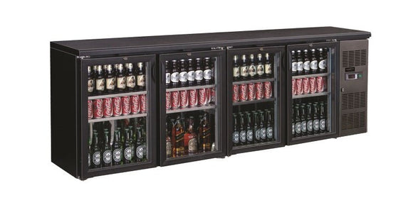 Backbar cooler sort 4 glassdører - for Storkjøkken - XL - Storkjøkken