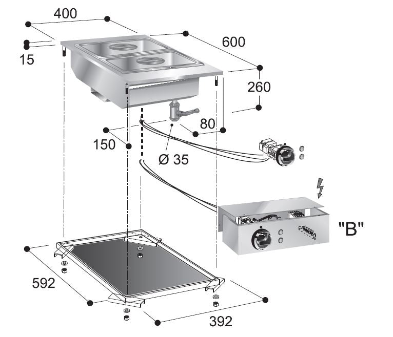 Bain - marie enhet - for Storkjøkken - XL - Storkjøkken