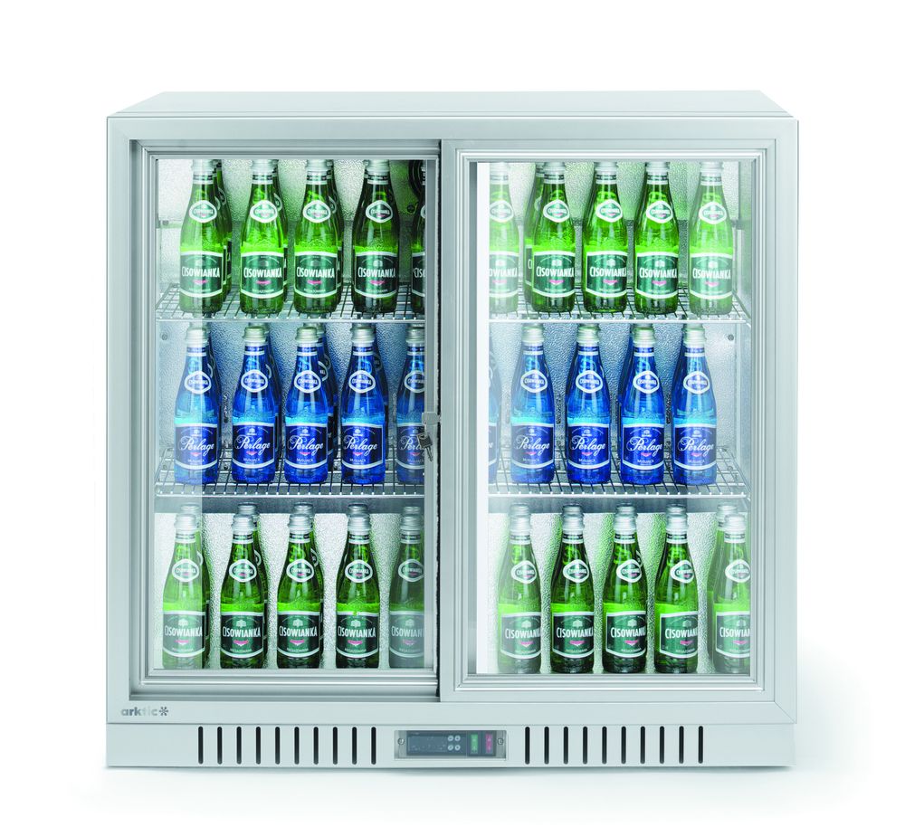 Bak barkjøleskap med 2 skyvedører, 150L, 220 - 240V/160W, 900x520x(H)840mm - for Storkjøkken - XL - Storkjøkken
