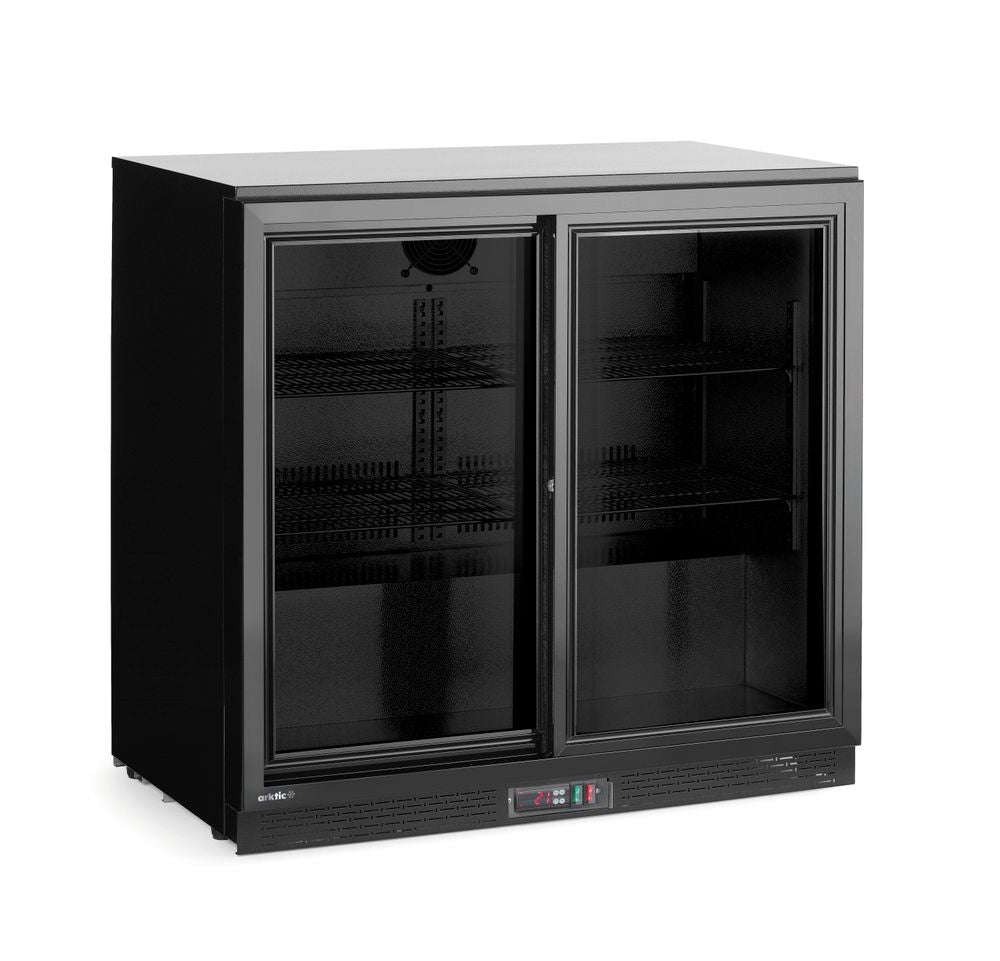 Bak barkjøleskap med doble skyvedører, 158L, 220 - 240V/160W, 900x520x(H)870mm - for Storkjøkken - XL - Storkjøkken