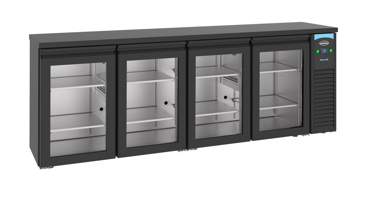 Barcooler sort 4 glassdører - for Storkjøkken - XL - Storkjøkken