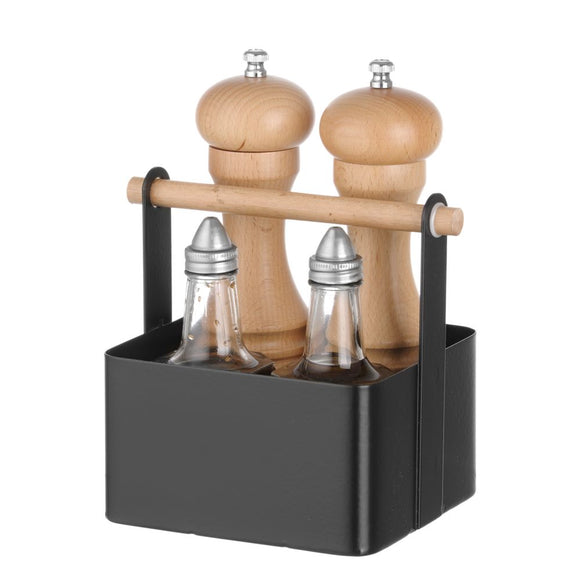 Bestikk og krydder holder for bord svart, 140x105x (H) 190mm - for Storkjøkken - XL - Storkjøkken