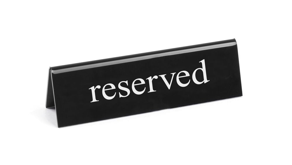 Bordskilt reservert, Réservé, 130x30x (H) 38mm - for Storkjøkken - XL - Storkjøkken