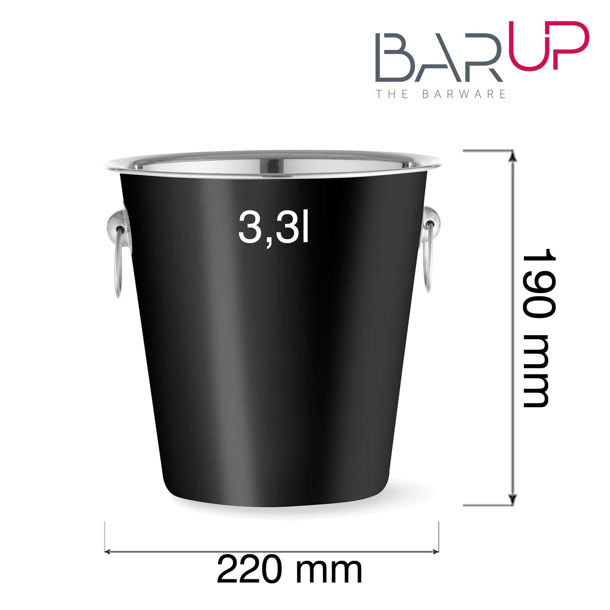 Champagnekjøler, BarUp, 3,3L, svart, diameter 220 x (H) 190 mm - for Storkjøkken - XL - Storkjøkken