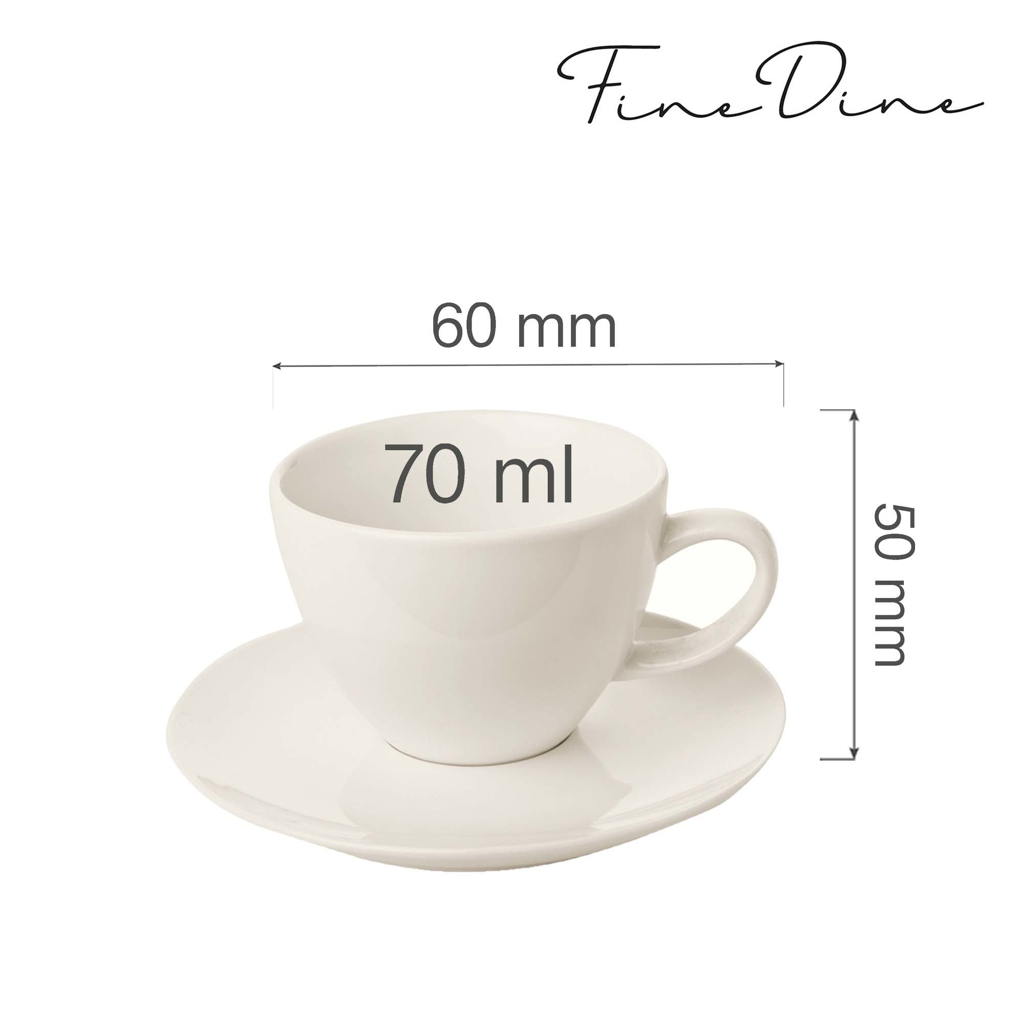 Crema elegant kopp med skål, 70 ml, Min. kjøp: 6 - for Storkjøkken - XL - Storkjøkken