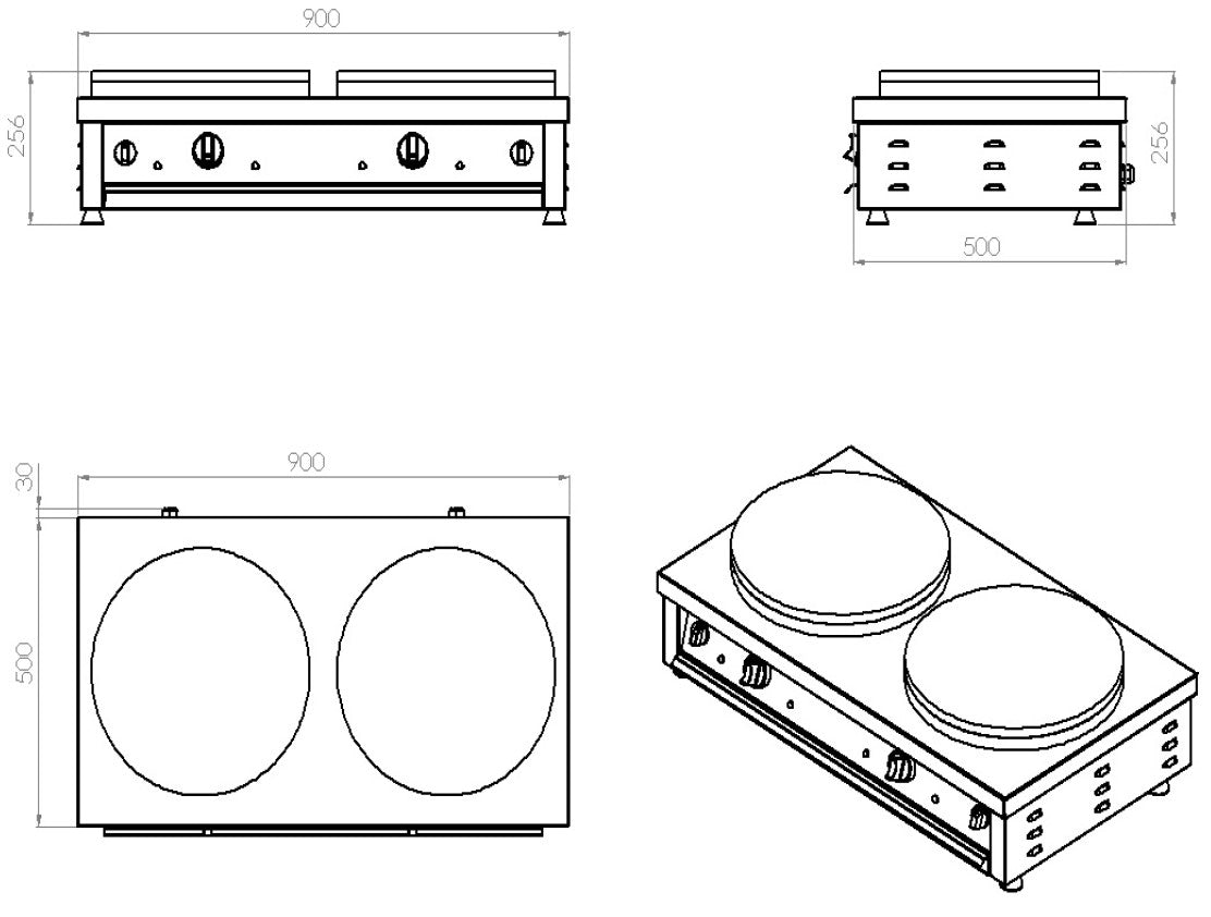 Crepe maker 2 taller - for Storkjøkken - XL - Storkjøkken