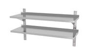 Dobbel justerbar vegghylle, med to stålbraketter, 1400x300x (h) 600mm - for Storkjøkken - XL - Storkjøkken