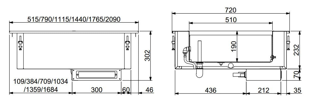Drop - in bain - marie enhet 1/1 - manuell vannfylling - for Storkjøkken - XL - Storkjøkken