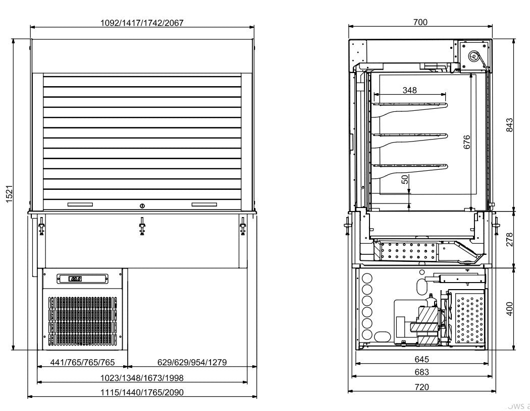 Drop - in cubic kjølete display vegg modell - personer 3/1 - for Storkjøkken - XL - Storkjøkken