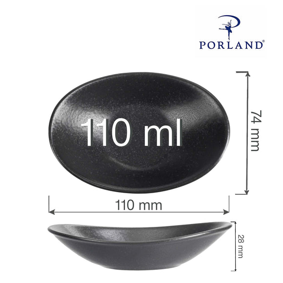 Mini oval tallerken i kull, 110 mm, Min. kjøp: 6