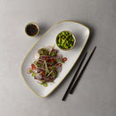 Støpt bygg Hvit avlang tallerken, 295x140mm, Min. kjøp: 6-5