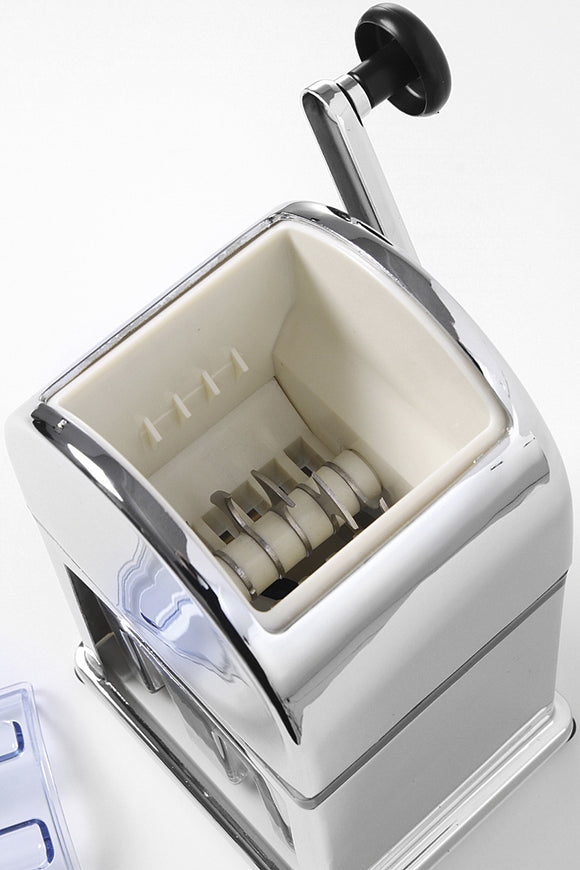 Forkrommet sinklegerings-isknuser med plastbeholder og -øse, 140 x 160 x (h) 270 mm