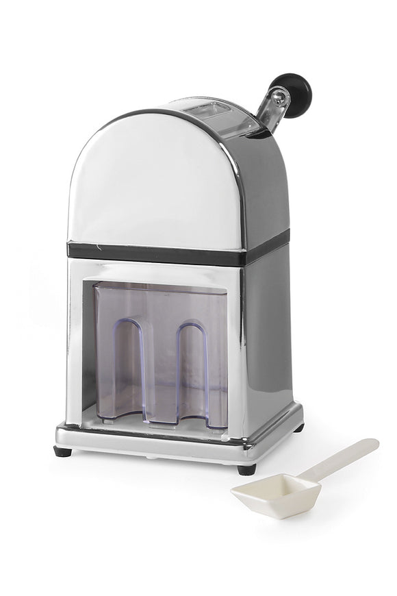 Forkrommet sinklegerings-isknuser med plastbeholder og -øse, 140 x 160 x (h) 270 mm